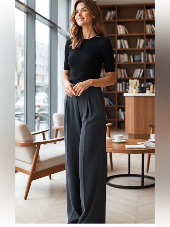 Hesperus Pants - Quiet Luxury Wide Leg Trouser Pants Black High Rise NWT Small